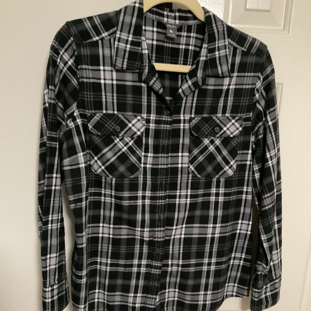 Eddie Bauer black and white flannel shirt PL
